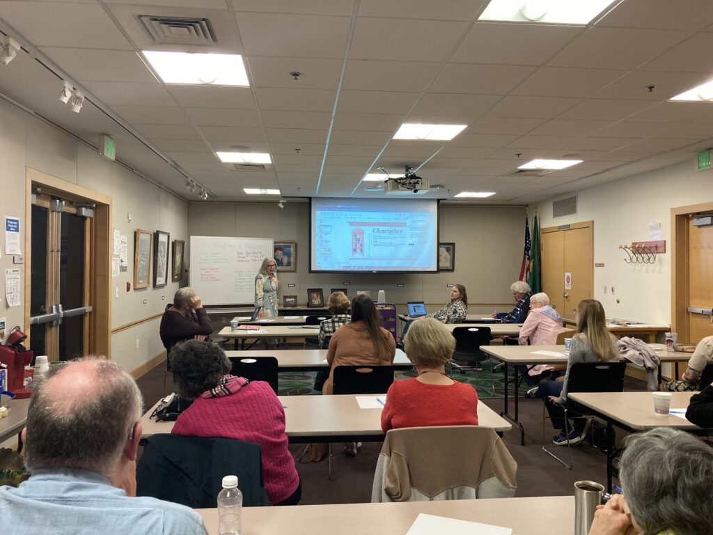 Barbara Moss at Vancouver Chapter Meeting by Rebekah Postupak